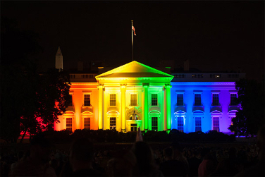 White House with Rainbow Colors Lighting 
