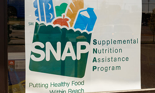 Photo of Snap decal in grocery window
